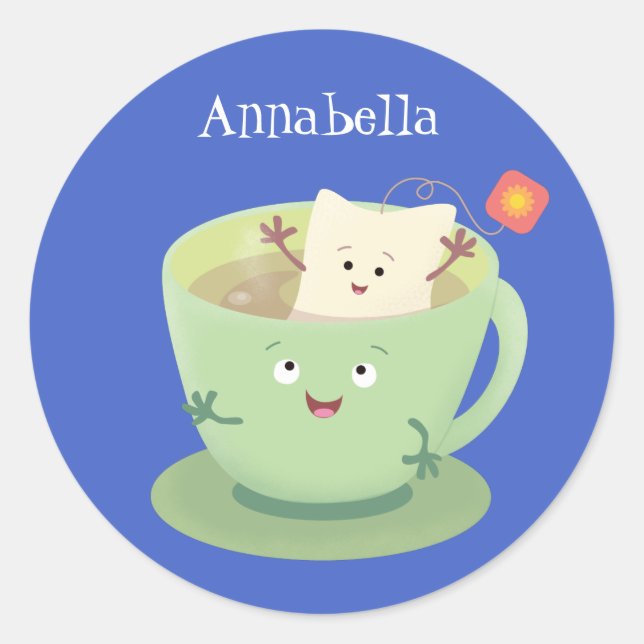 Adesivo Redondo Bonita taça de cartoon humorista (Frente)