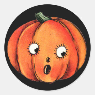 Adesivo Redondo Bonita Vintage Pumpkin Face para Diversão de Hallo