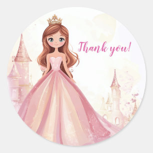 Adesivo Redondo Bonitas Meninas Princesa Aniversário Obrigado Stic