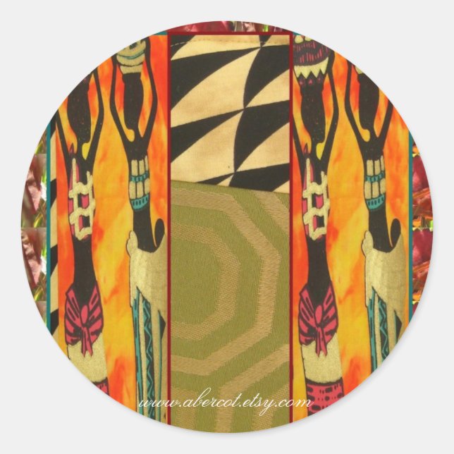 Adesivo Redondo Bonitas mulheres negras e potes de água (Frente)