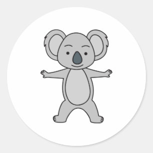 Adesivo Redondo Bonitinho Koala Com Sorriso Em Pé
