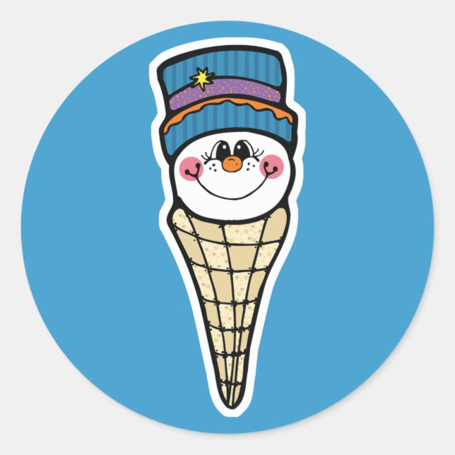 Adesivo Redondo bonitinho snowman (Frente)