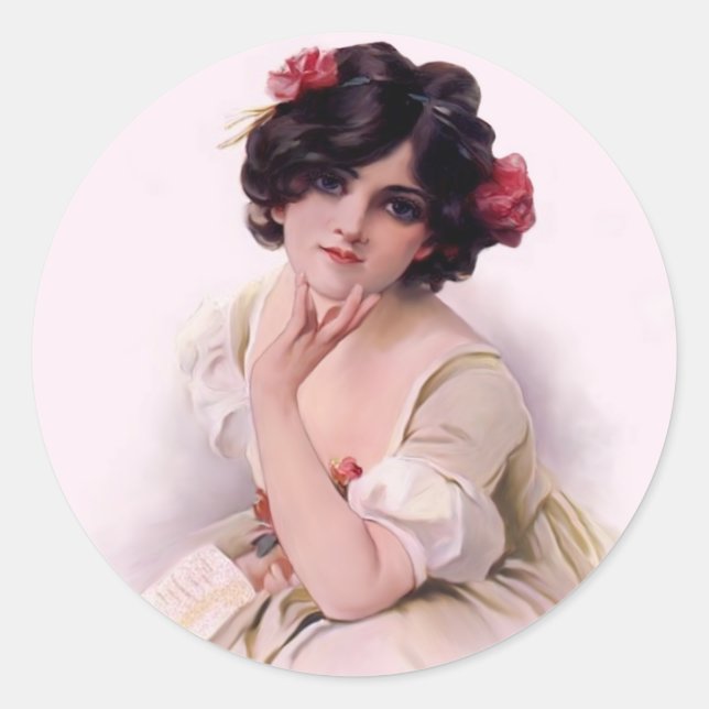 Adesivo Redondo Bonito a rosa (Frente)