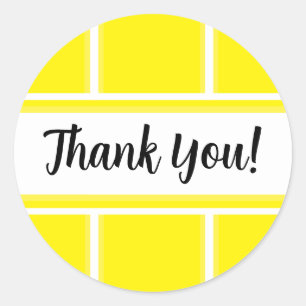 Adesivo Redondo Bonito Amarelo Brilhante e Branco Obrigado