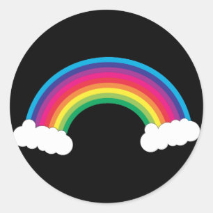 Adesivo Redondo Bonito Arco-Íris Branco Nuvens Negras Fundo
