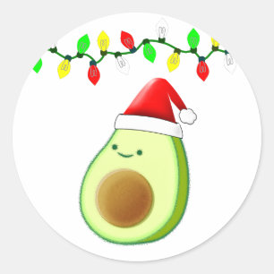 Adesivo Redondo Bonito Avocado Desenho Noel Luzes de Natal