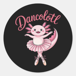 Adesivo Redondo Bonito Balé Ballerina Axolotl Dança Engraçado Danç