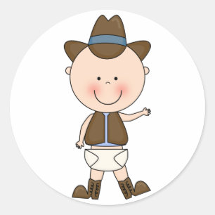 Adesivo Redondo Bonito Bebê e Pôneo Cavalo Personalizado Ocidental
