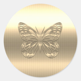 Adesivo Redondo Bonito borboleta Dourada