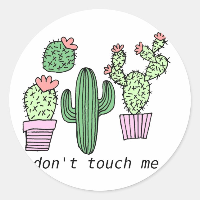 Adesivo Redondo Bonito Cactus Stickers (Frente)