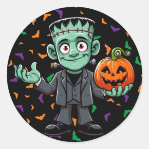 Adesivo Redondo Bonito, caricatura do monstro do Frankenstein