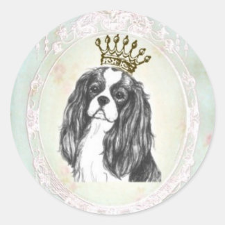 Adesivo Redondo Bonito cavaleiro Rei Charles Spaniel Sticker