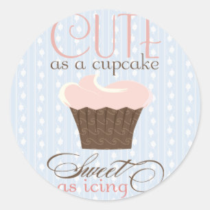 Adesivo Redondo Bonito como um cupcake! Rosa & Brown