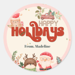 Adesivo Redondo Bonito convite para festas de Papais noeis de nata