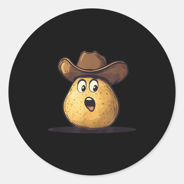 Adesivo Redondo Bonito Cowboy Tato Com Figurino De Chapéu Oeste Se (Frente)