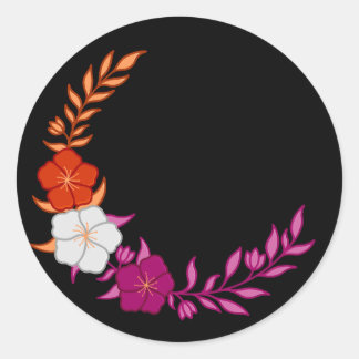 Adesivo Redondo Bonito Crescente de Flores Lésbicas Sutis
