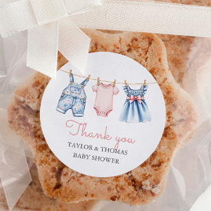 Adesivo Redondo Bonito Denim Blue Jean Girl Obrigado