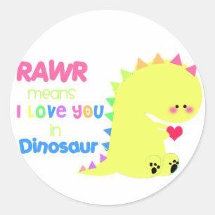 Adesivo Redondo Bonito Dinossauro Sticker RAWR