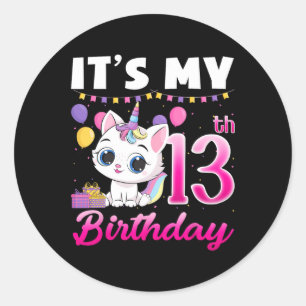 Adesivo Redondo Bonito É Meu Aniversário 13 de 13 Anos