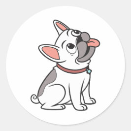 Adesivo Redondo Bonito Engraçado Sentado Solteiro Buldogue Francês
