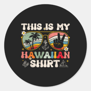 Adesivo Redondo Bonito Este É o Meu Traje de Luau Tropical Havaian