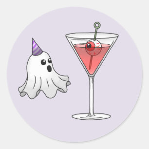 Adesivo Redondo Bonito Fantasma e Cocktail assustador