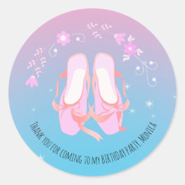 Adesivo Redondo Bonito Festa de aniversário da garota Ballerina
