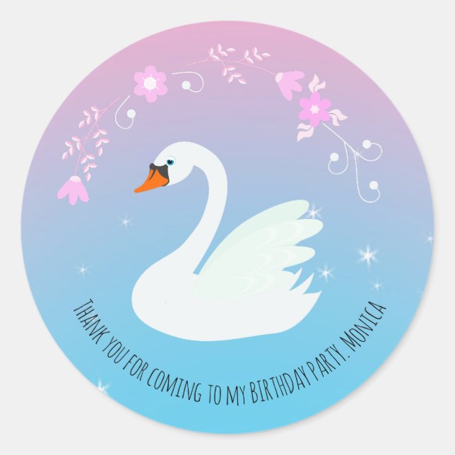 Adesivo Redondo Bonito Festa de aniversário da garota Ballerina (Frente)