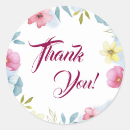 Adesivo Redondo Bonito Floral Obrigado Chá de fraldas