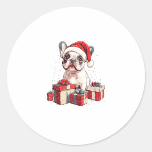 Adesivo Redondo Bonito francês Santa Hat Encantado Natal Francês B