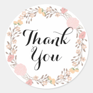 Adesivo Redondo Bonito Frota Floral Obrigado Sticker