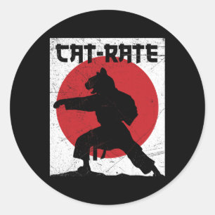 Adesivo Redondo Bonito Gato De Gato-Karato Para Artes Marciais Ki