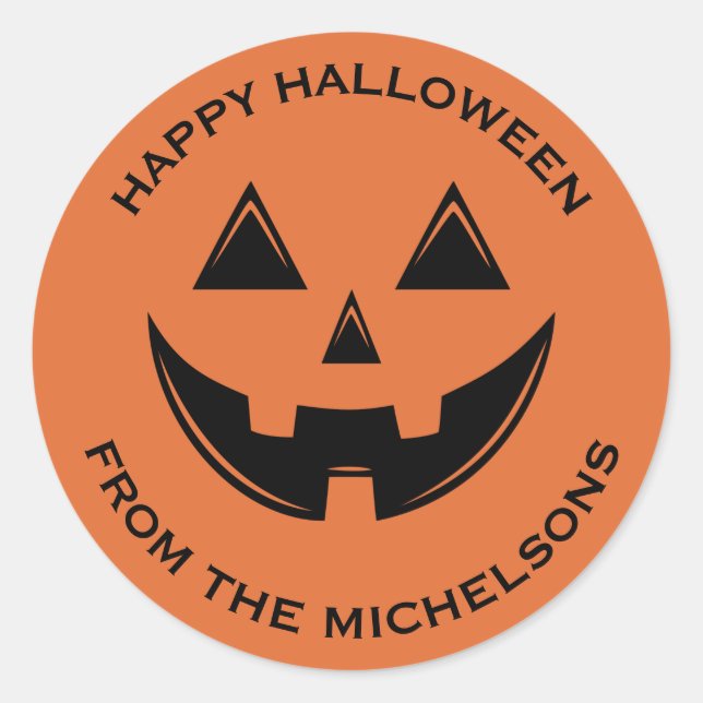 Adesivo Redondo Bonito Halloween Jack O Lanterna Pumpkin (Frente)