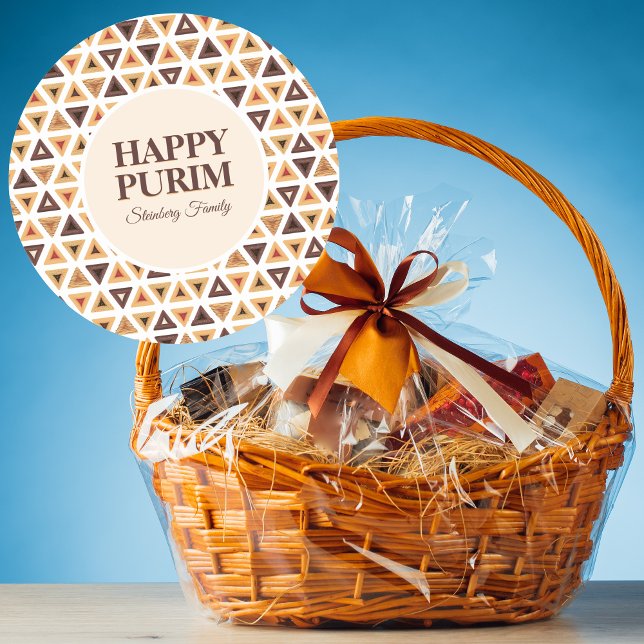 Adesivo Redondo Bonito Hamantaschen Hebraico Palavras de Purim Fel (Criador carregado)