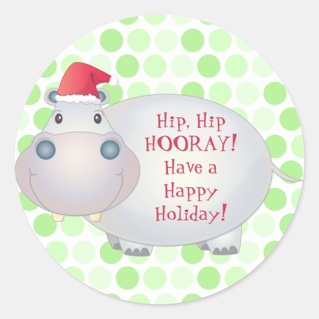 Adesivo Redondo Bonito Hippo Hippopotamus Stickers (Frente)
