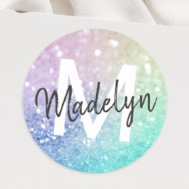 Adesivo Redondo Bonito Holographic Glitter Girly Glamorosa