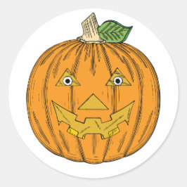 Adesivo Redondo Bonito Jack Laranja O Lanterna Pumpkin