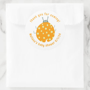 Adesivo Redondo Bonito Ladybug Obrigado Chá de fraldas PERSONALIZA