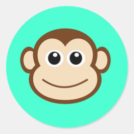 Adesivo Redondo Bonito Macaco-Bebê