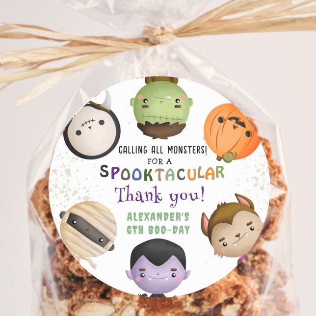 Adesivo Redondo Bonito Monstro Crianças Costume Halloween Festa de (Criador carregado)