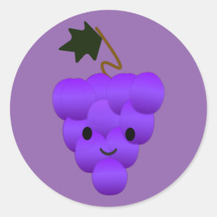 Adesivo Redondo Bonito Monte de Uvas Kawaii
