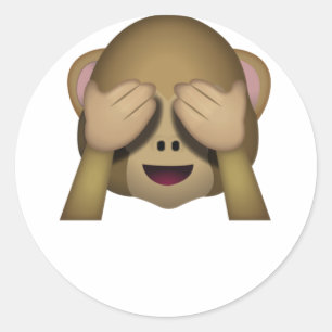Adesivo Redondo Bonito não veja nenhum macaco mau Emoji