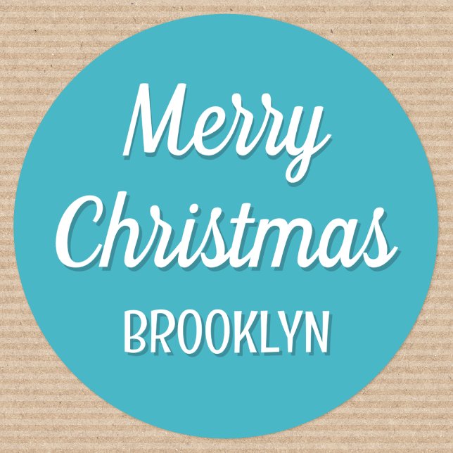 Adesivo Redondo Bonito Natal Personalizado Crianças Nome Tipografi (Criador carregado)