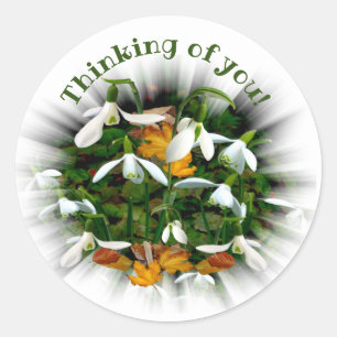 Adesivo Redondo Bonito Neve Branca Pensando Em Você