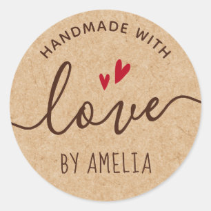 Adesivo Redondo Bonito nome personalizado Papel Kraft