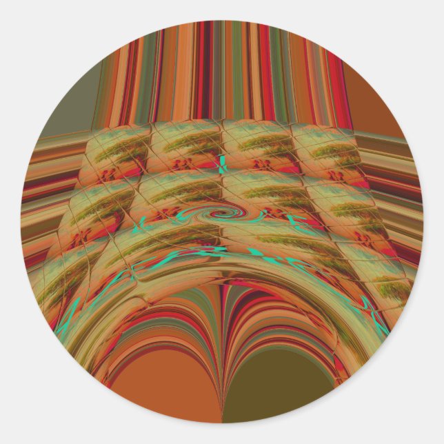 Adesivo Redondo Bonito Ouro Tradicional Africano Brown Motif (Frente)