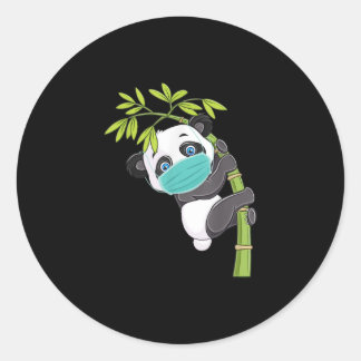 Adesivo Redondo Bonito Panda Veste Máscara Engraçado Panda Gift