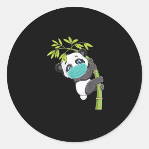 Adesivo Redondo Bonito Panda Veste Rosto Máscara Engraçado present