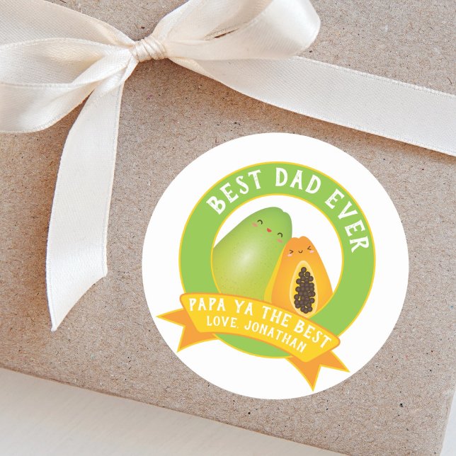 Adesivo Redondo Bonito Papá Ya O Melhor Arma De Fruta Engraçado Pa (Criador carregado)