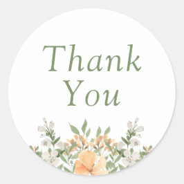 Adesivo Redondo Bonito Peach e Casamento Floral Branco